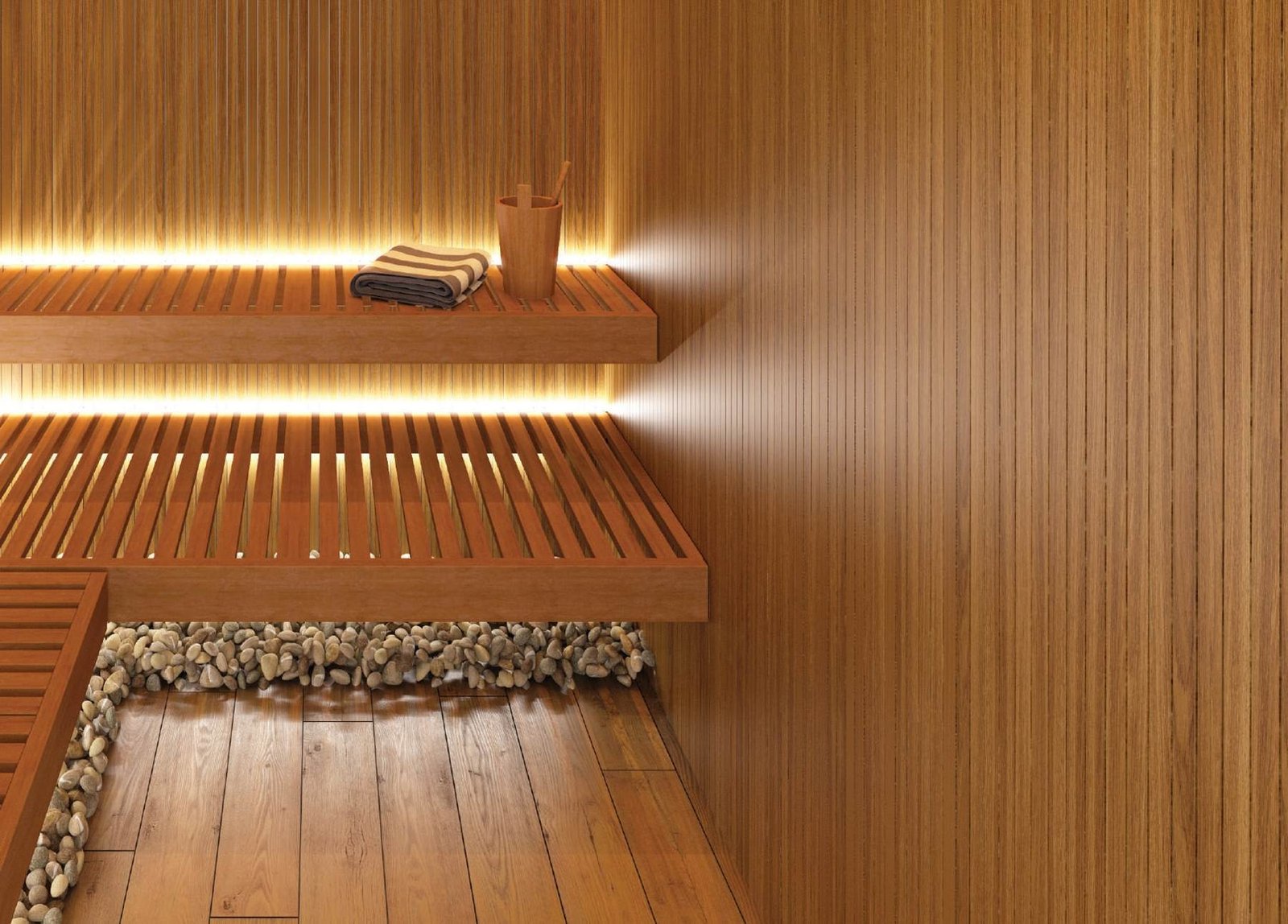 Perspectiva da sauna do Sou Mais Wellness Charitas